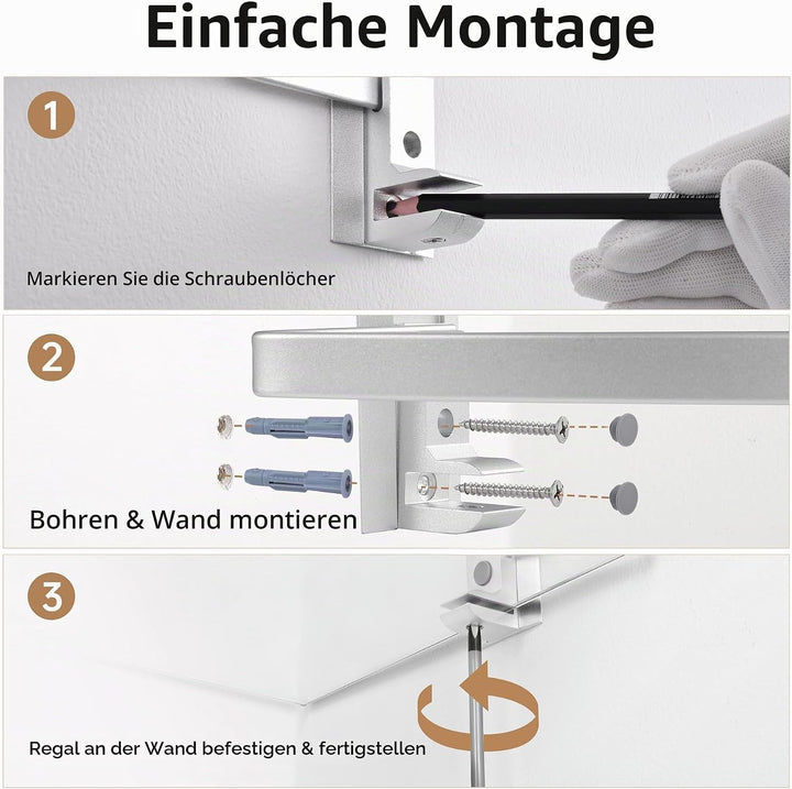 KES Glasregal Eckregal Badregal Glas Duschablage zum Hängen 8mm Badezimmer Wandregal Dusche Glas Abl