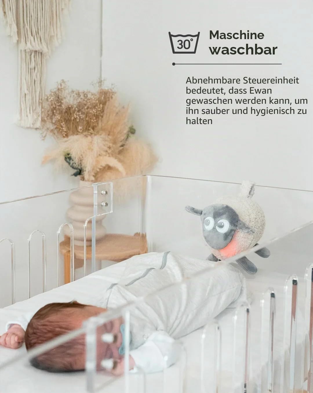 Sweet Dreamers Ewan Deluxe - Wein-Sensor für ruhigen Schlaf, Waschbar, grau