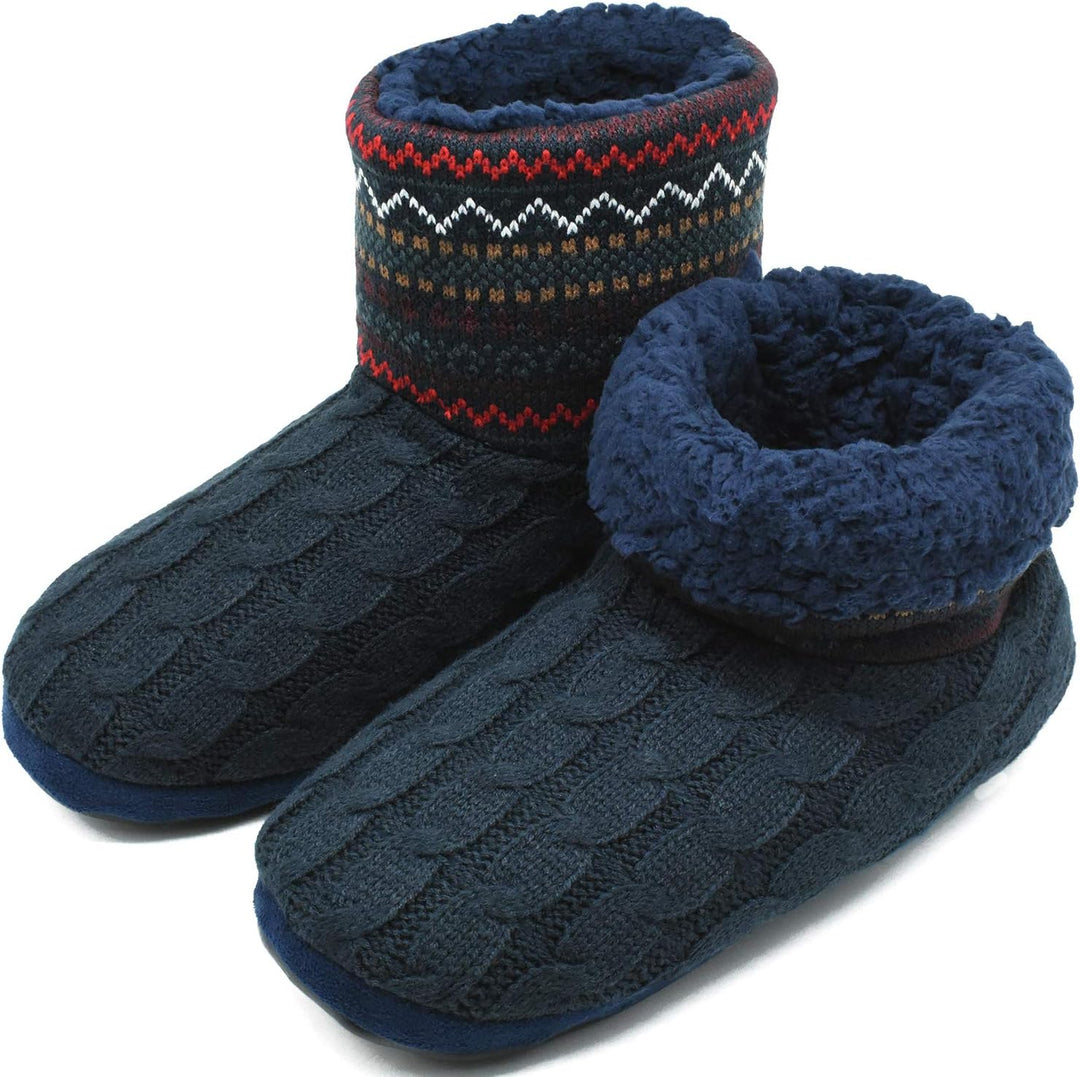 COFACE Herren Hüttenschuhe Lammfell Winter Hausschuhe Warme Plüsch Gefütterte Hausstiefel Männer Hau