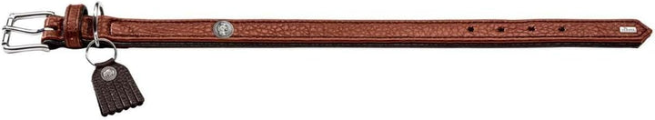 HUNTER CODY Hundehalsband, Leder, rustikal, weich, 50 (S-M), dunkelbraun/cognac Dunkelbraun 50 (S-M)