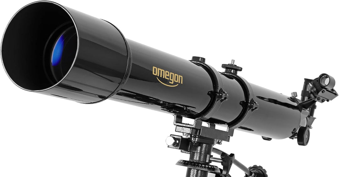 Omegon Teleskop AC 90/1000 EQ-2 | Refraktor für Einsteiger & Fortgeschrittene | 90mm Öffnung | 1000m