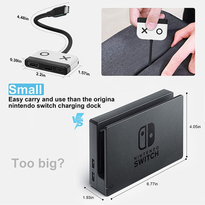 Switch Dock für Nintendo Switch/OLED, 3 in 1 Switch Portable Dock mit 4K HDMI, USB 3.0 Port, Type C
