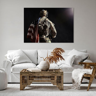 Bilder auf Leinwand 100x70cm Leinwandbild mit Rahmen Soldat Armee Gross Wanddeko Bild Schlafzimmer K