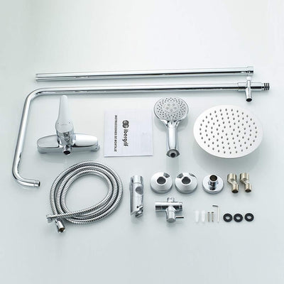 Ibergrif Roma, Duschsystem mit Regendusche, Brauseschlauch, Handbrause, Brausehalter, Duschstange, C