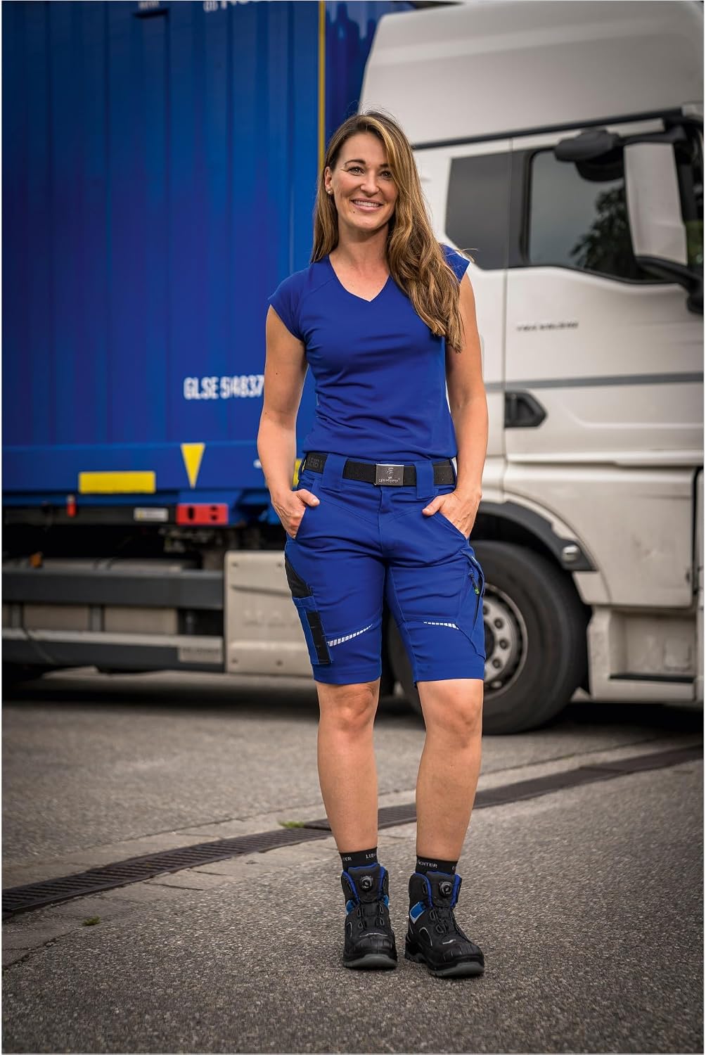 Leibwächter Flex-Line Damen T-Shirt V-Ausschnitt, tailliertes Arbeitsshirt Frauen, schnelltrocknend,