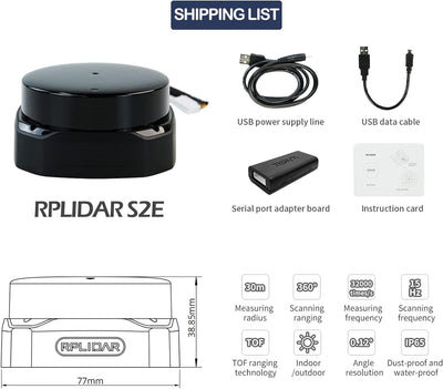 Slamtec RPLIDAR S2L 2D 360 Grad 18 Meter Scanradius IP65 Proof LIDAR Sensor Scanner zur Hindernisver