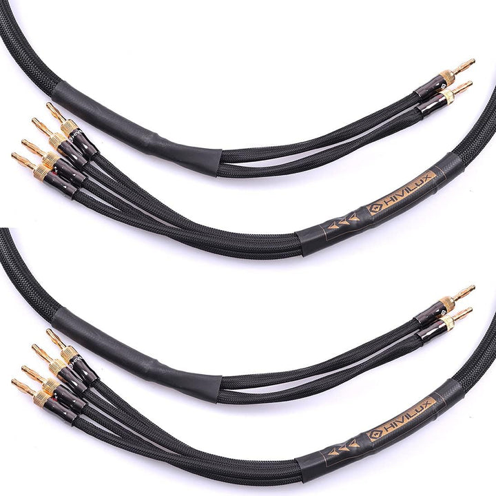 HiViLux Highend Lautsprecher LS 2xKabel OFC trennbar Bananenstecker für HiFi Stereo Paar 2x Kanal (B