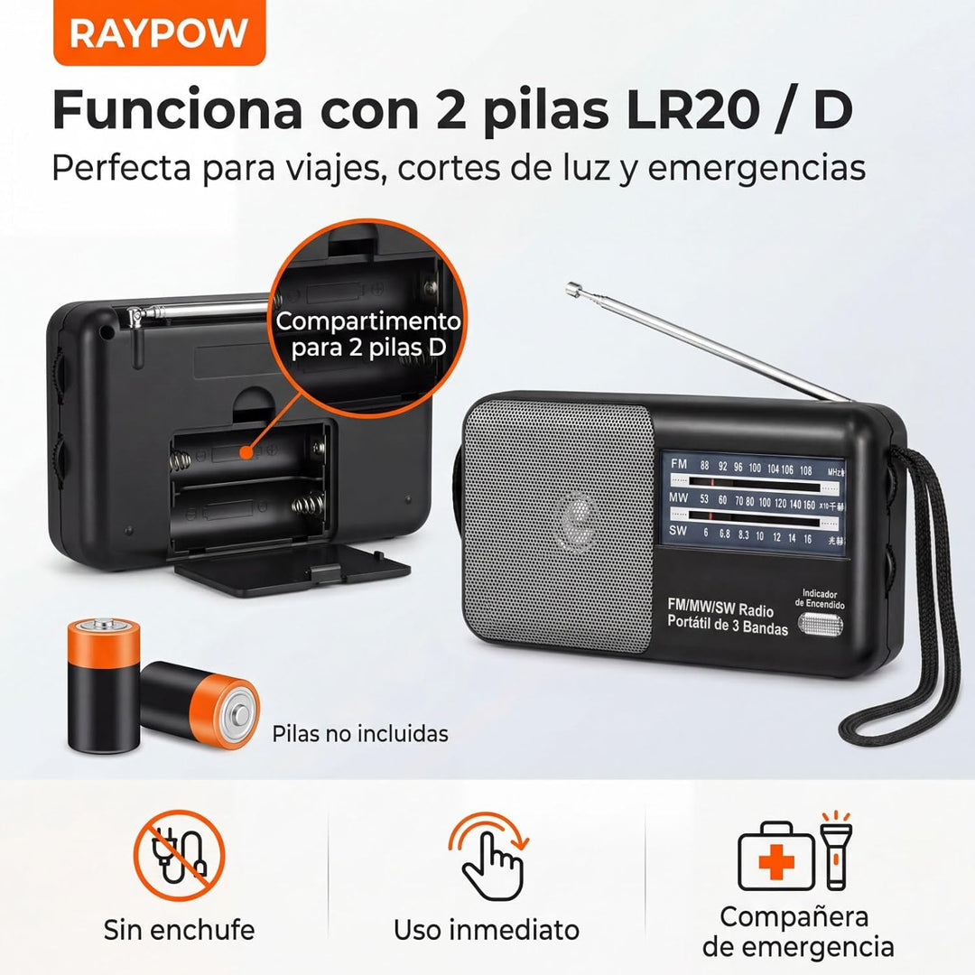 Tragbares Radio, 3-Band-FM/AM/SW8~SW18 Transistorradio, tragbare Tasche, funktioniert mit 2 AA-Batte