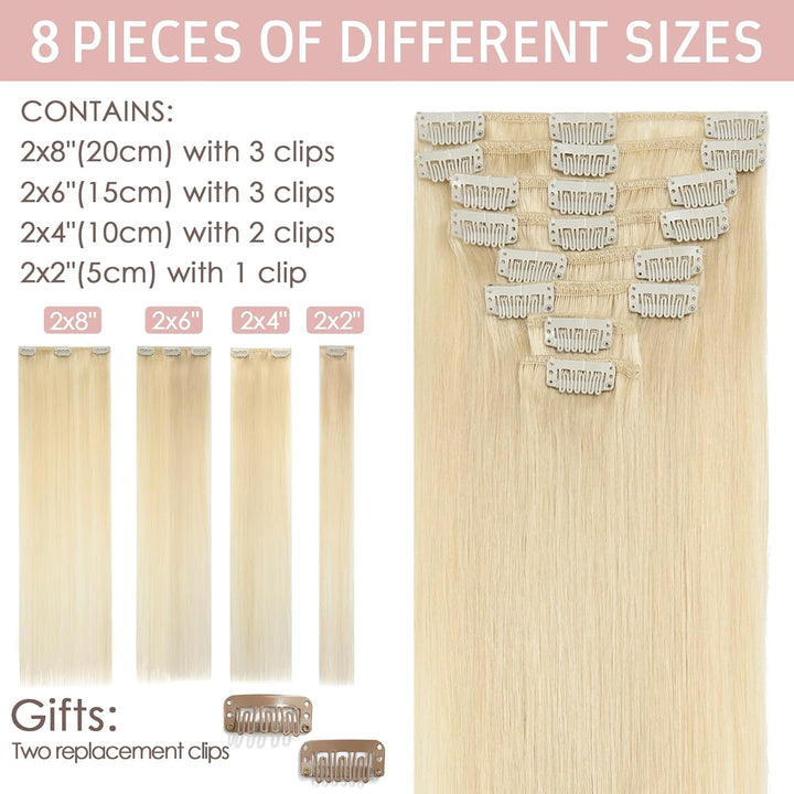 Silk-co Echthaar Clip In Extensions 8 Tressen 18 Clips 50g, Blonde Hair Extensions, Remy Echthaar Cl