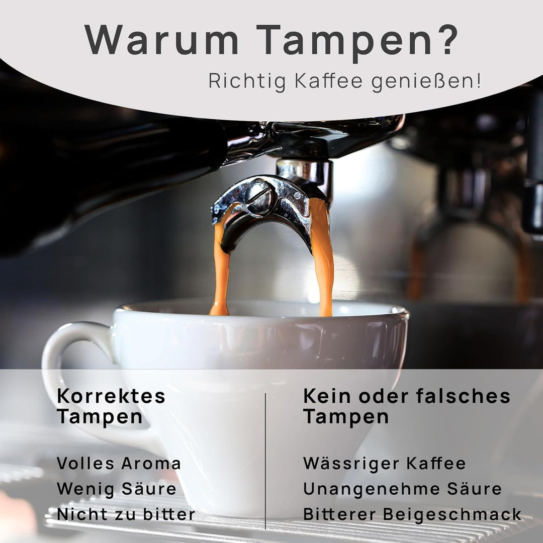 NATUMO Espresso Tamper 53mm, druckregulierend (15kg / 35lbs), Siebträger Zubehör, Kaffe Tamper Set m