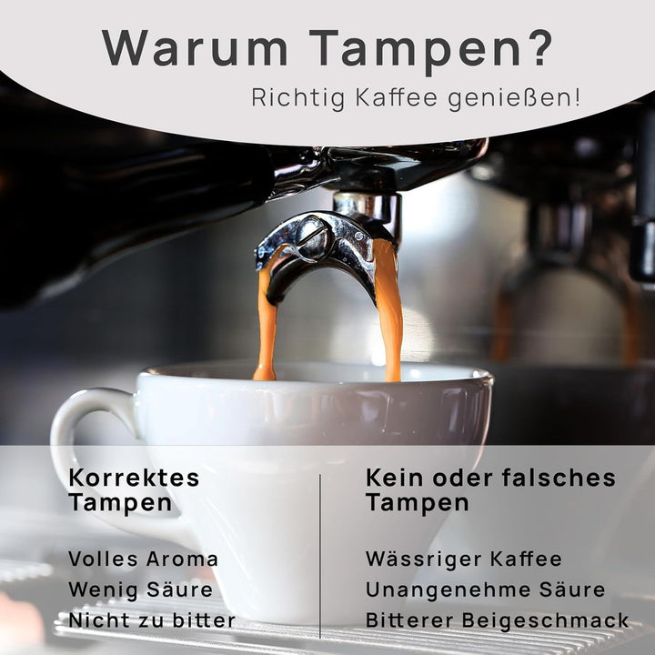 NATUMO Espresso Tamper 53mm, druckregulierend (15kg / 35lbs), Siebträger Zubehör, Kaffe Tamper Set m