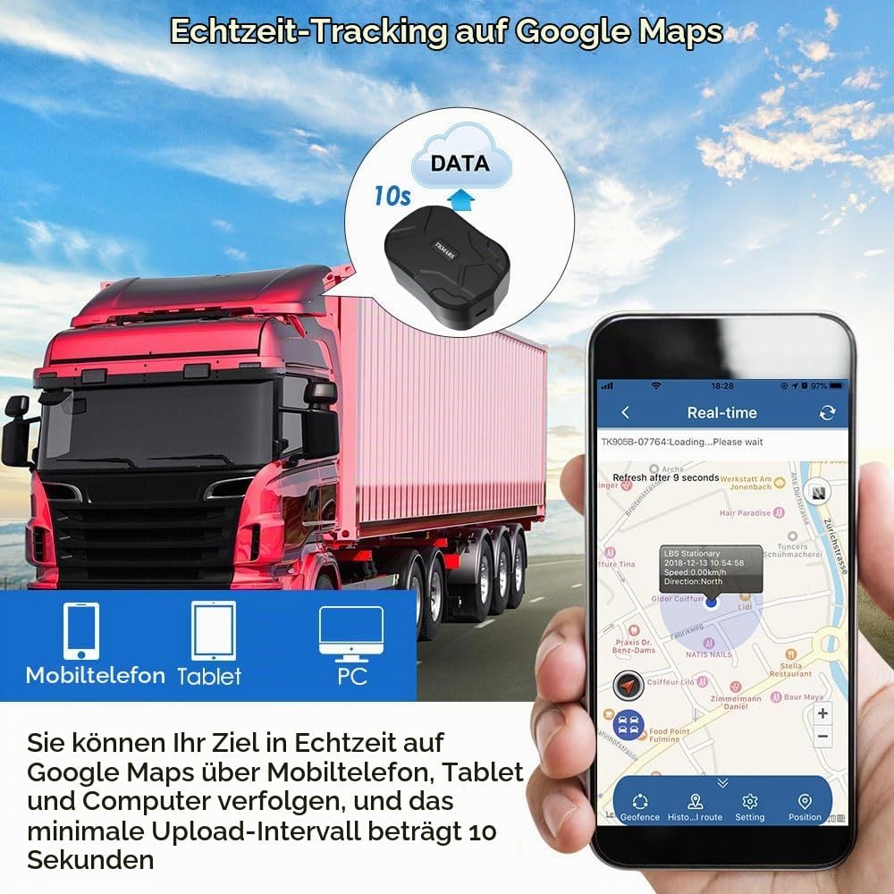 TKMARS GPS Tracker Auto Tracker für Auto 20000 Mah bis Zu 240 Tage Standby-Zeit GPS Tracker mit SIM