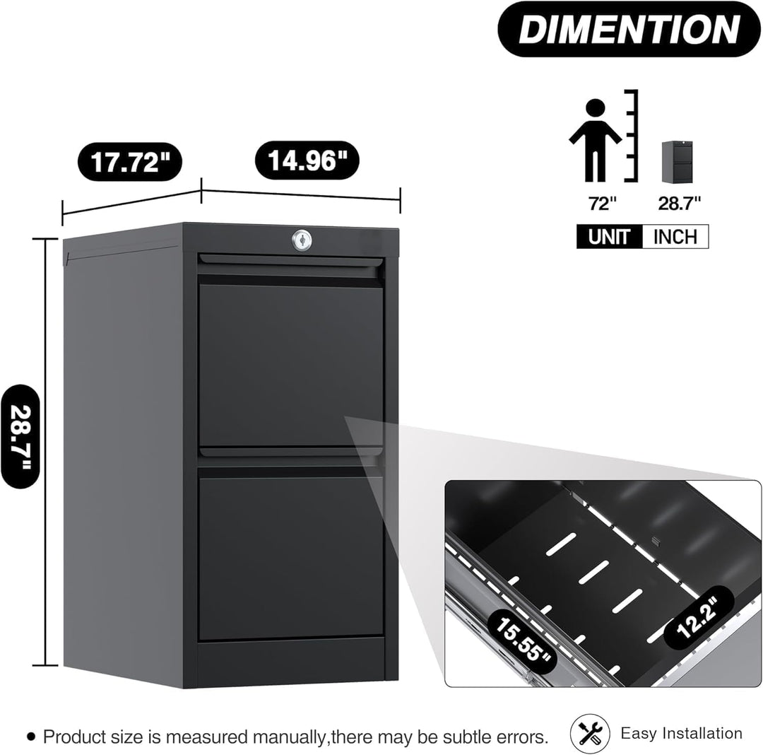 Robuster Metall-Aktenschrank Mit 2 Abschliessbaren Schubladen, A4 Aktenschrank, Metall Vertikal Häng