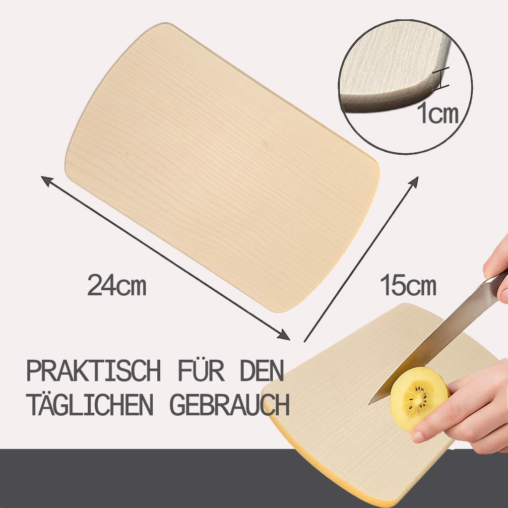 DEKOFANT Frühstücksbrettchen Holz 4er Set gerundet 24x15x1cm Ahorn, 4er Set