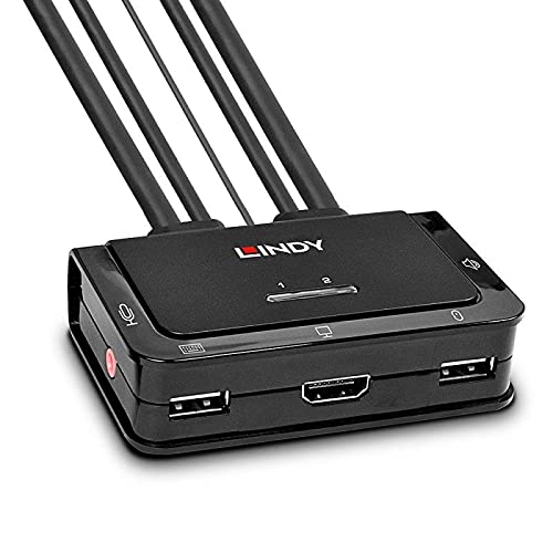 LINDY 2 Port HDMI 2.0, USB 2.0 & Audio Cable KVM Switch, 42345 HDMI 2.0, USB 2.0 & Audio Kabel KVM S