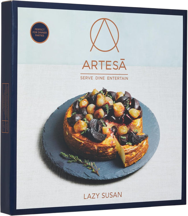 Artesa Lazy Susan mit grossem Schiefer-Drehteller dreht sich um 360 Grad, kann mit Kreide auf der Sc