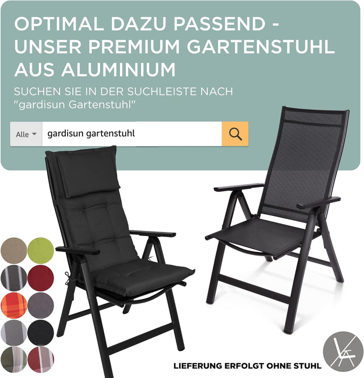 gardisun Gartenstuhlauflagen Hochlehner mit Kopfteil I Extra Dicke Sitzauflagen I Made in Europe I I