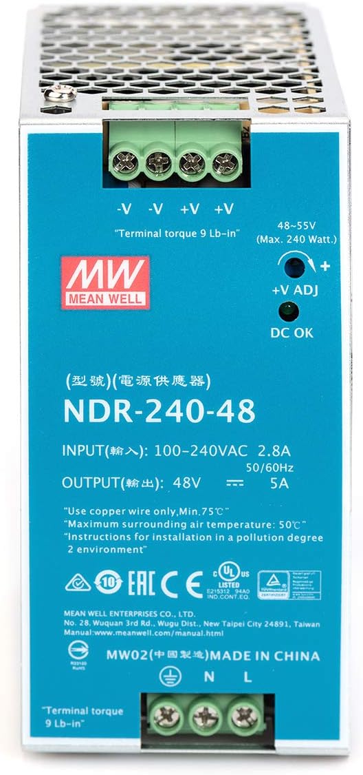 DIGITUS Industrielles Netzteil - Hutschienen-Montage - Output 48V DC / 5A / 240W - Input 100-240 VAC
