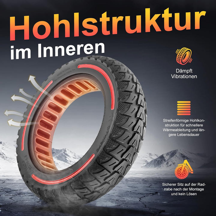 60/70-6,5 Vollgummireifen 10 Zoll Solide Reifen für Xiaomi 5/5 Pro/5 Max,für Ninebot Max G30/Max G30