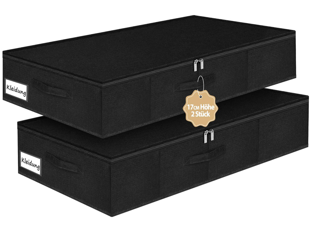 JUPELI Aufbewahrungsbox mit Deckel, 2 Stück Bettkasten Aufbewahrung, Stabile Seitenwände und Boden,