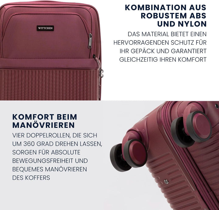 WITTCHEN AXIS | 55x37x21,5 Handgepäck Koffer Kabinentrolley | Hybrid ABS Nylon mit Laptopfach 15 Zol