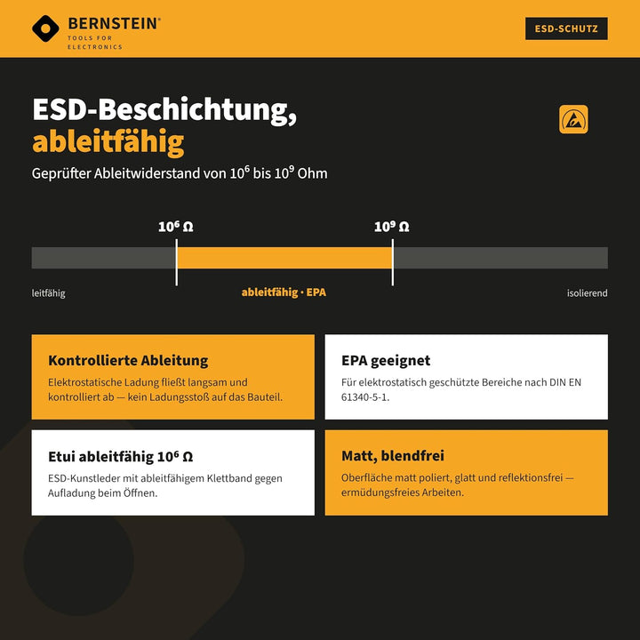 BERNSTEIN ESD Pinzetten Set 6 tlg. | Präzisionspinzette spitz gebogen, entgitterwerkzeug plotter, lö