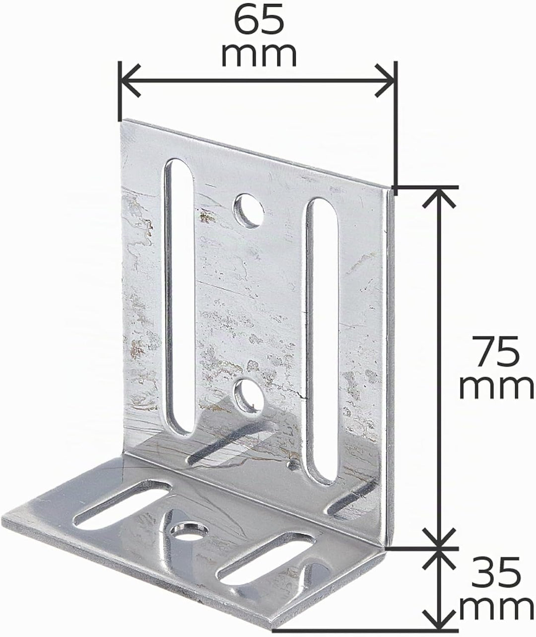 Alberts 851835 Verstellwinkel | mit Langloch | Edelstahl | 35 x 75 x 65 mm | 10er Set, Edelstahl