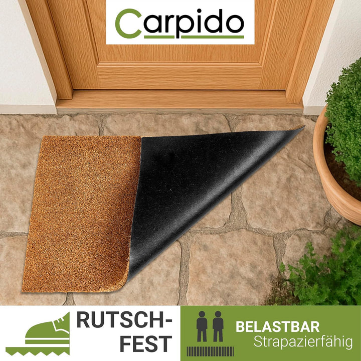 Carpido rutschfeste Kokosmatte - 60 x 90 cm Natur - Nachhaltige Naturfaser für den überdachten Ausse