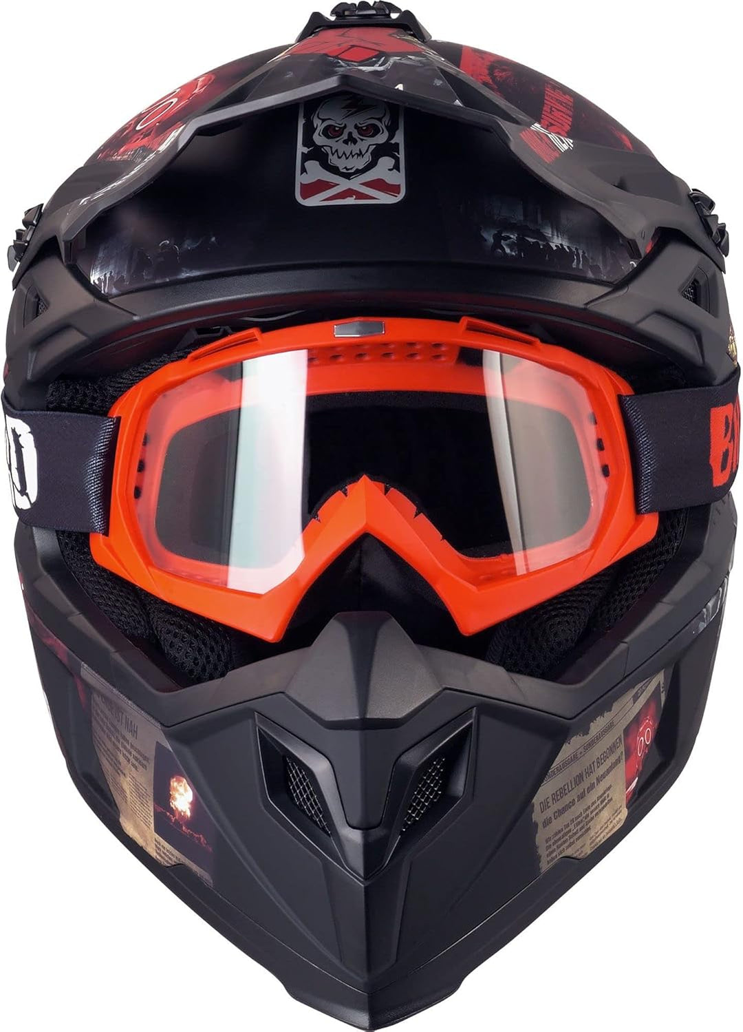Broken Head Motocross-Helm Resolution - MX-Helm - Supermotohelm S (55-56 cm) Schwarz-Rot-MX, S (55-5