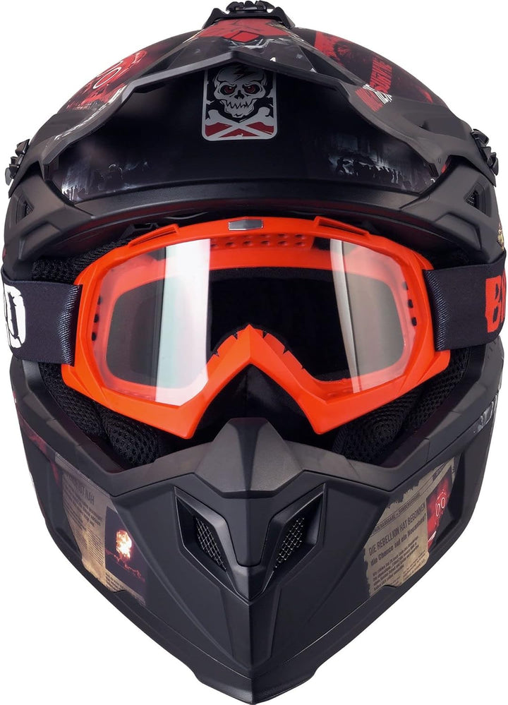 Broken Head Motocross-Helm Resolution - MX-Helm - Supermotohelm S (55-56 cm) Schwarz-Rot-MX, S (55-5