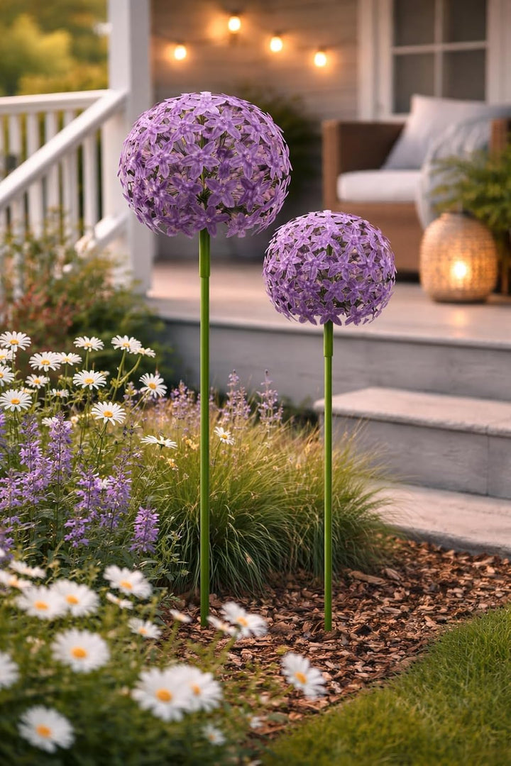 Allium Stick ArtFerro Purple – Metall-Gartenstecker lila, 20 × 20 × 111,2 cm – Wetterfeste Gartendek
