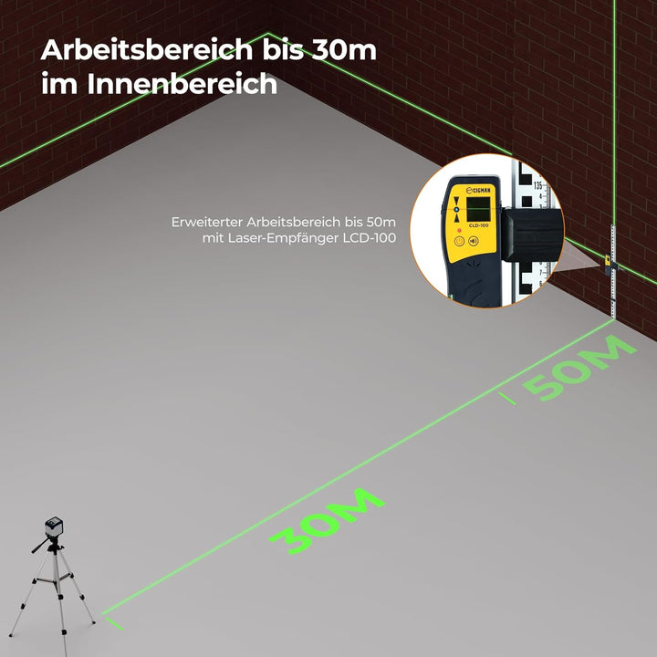CIGMAN Kreuzlinienlaser Laser Wasserwaage,mit aufladbarem Akku,Linienlaser und grün selbstnivelliere