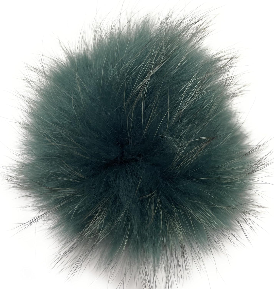 FISH IN THE SEA Premium Echtfell Bommel XL 17-19cm Fellbommel mit Druckknopf in Schwarz leicht zum A
