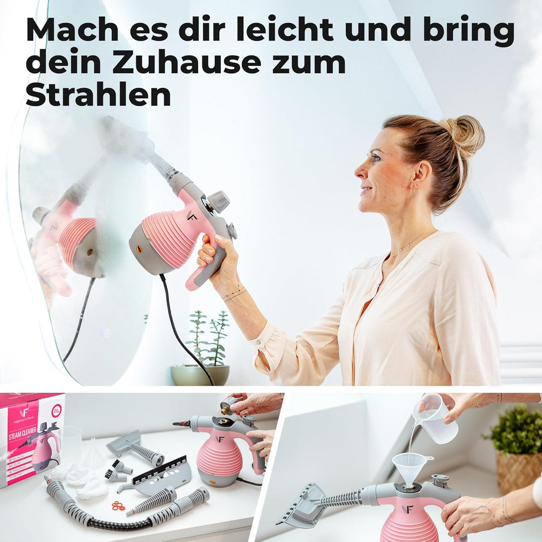 Neighbour's Friend® Handdampfreiniger in Rosa 2er Set– Leistungsstarkes Dampfreiniger Handgerät I Da