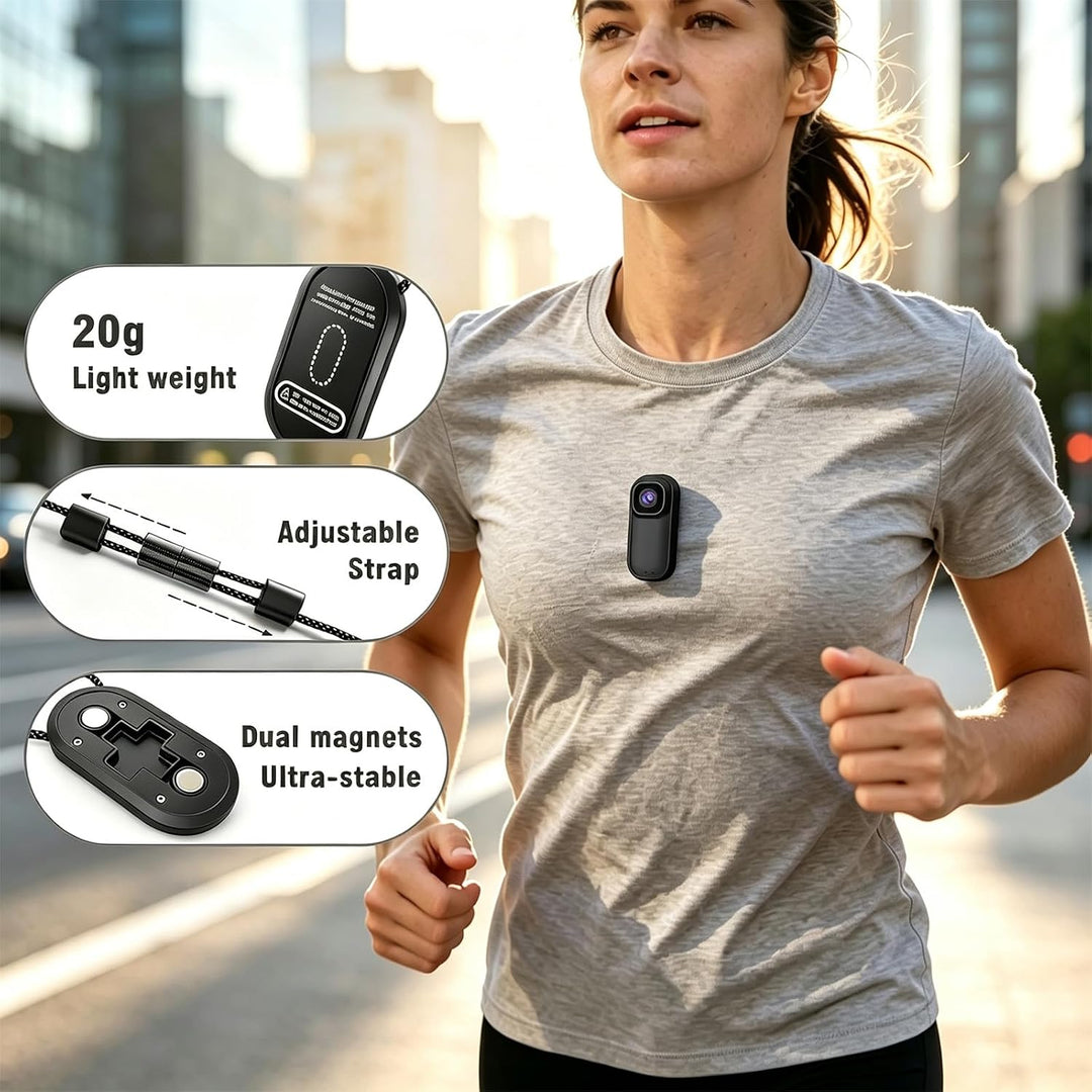 Xilecam 2,7K Magnetische Mini Bodycam, Spritzwasserfest mit Ladecase Schwarz, Schwarz