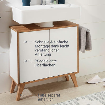 FACKELMANN Finn Waschbeckenunterschrank (60 x 50 x 30,5 cm) – Unterschrank für Waschbecken mit Aussp