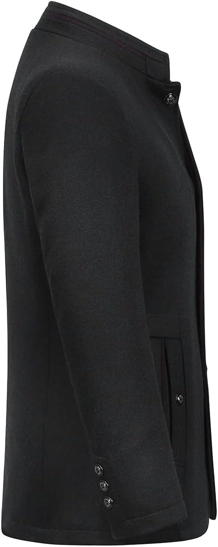 Allthemen Wintermantel Herren Kurzmantel Slim Fit Mantel mit Stehkragen Wolle Warm Wollmantel Busine