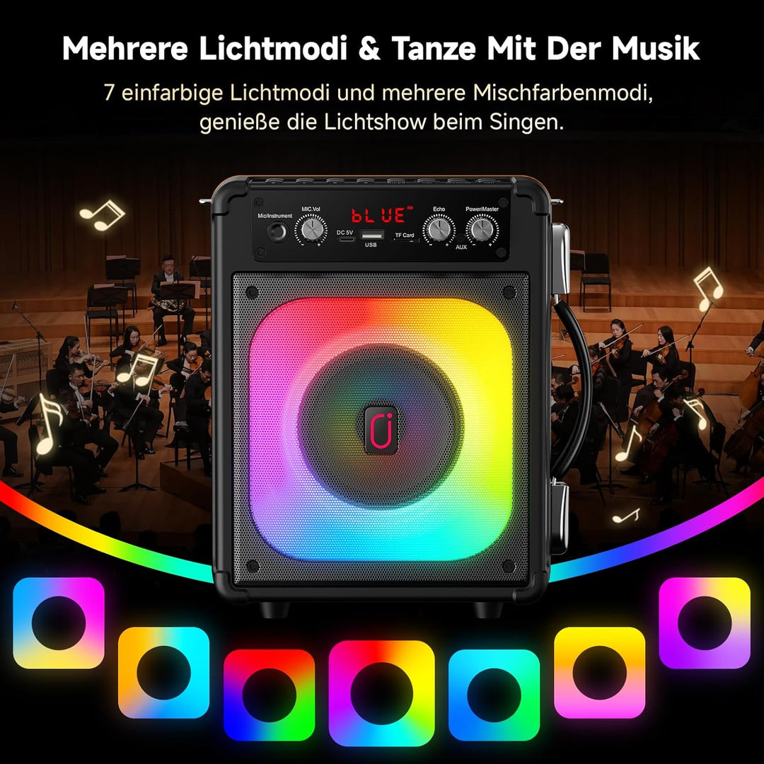 Karaoke Maschine Karaoke Anlage Mit 2 Mikrofonen, Karaoke Set Tragbare Karaoke Maschine Mit 2 Drahtl