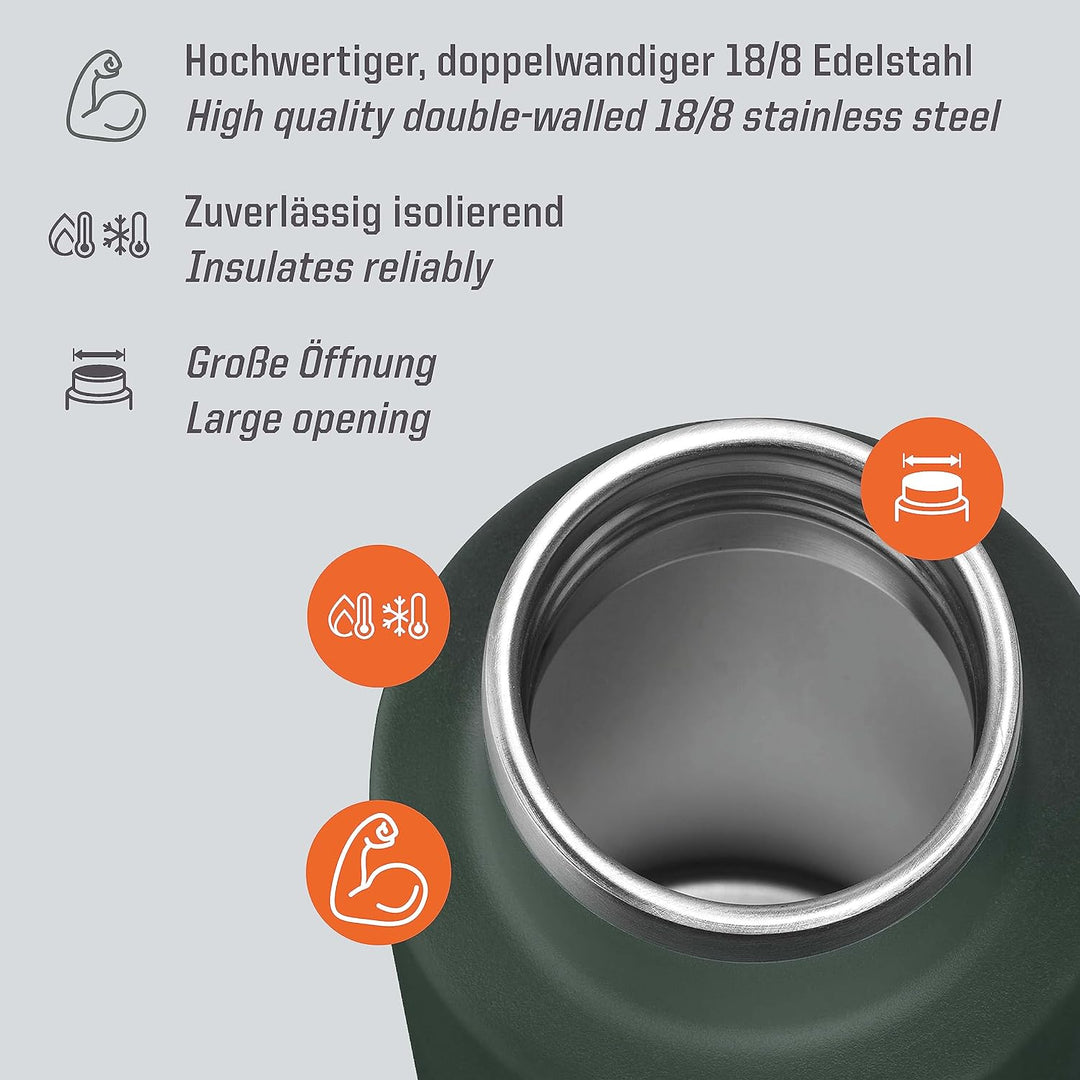 Esbit Isolierflasche Sculptor - Edelstahl Trinkflasche 1000 ml in Grün - für warme und kalte Getränk