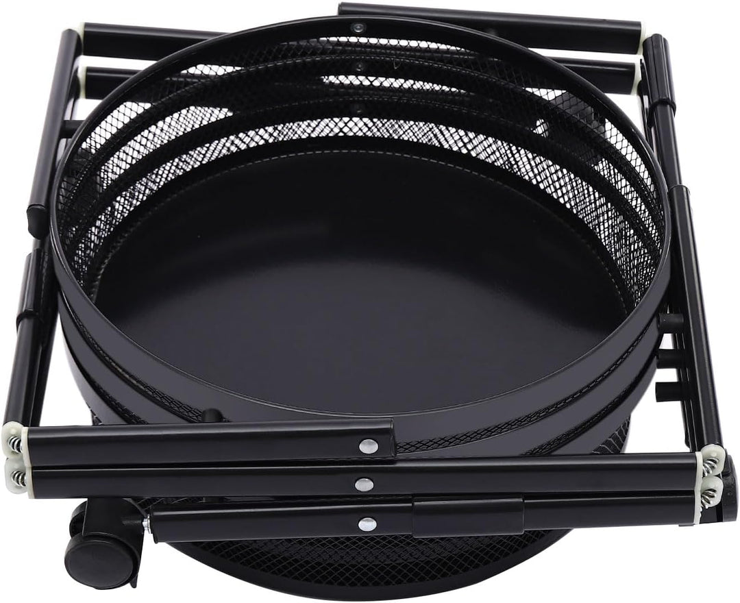Gemüsewagen 3-stufig 37.5x37.5x88 cm schwarz mit Rollen für Küche | Aufbewahrungsregal mit 4 Rädern