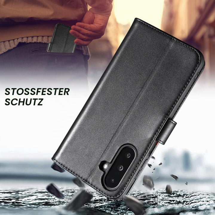 LENSUN Echtleder Hülle für Samsung Galaxy A26, Handyhülle [Echtes Leder][Magnetverschluss][RFID Schu