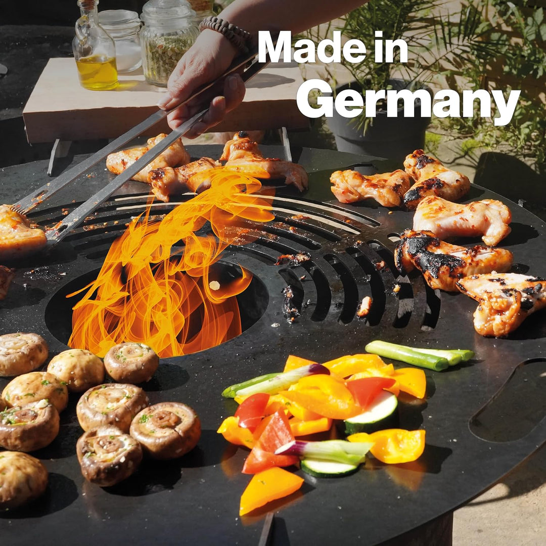 Feuerfest 123 - Feuerplatte Eckig [Ø 60 cm] - Für Feuertonnen, Kugelgrills & Feuerschalen - Universa