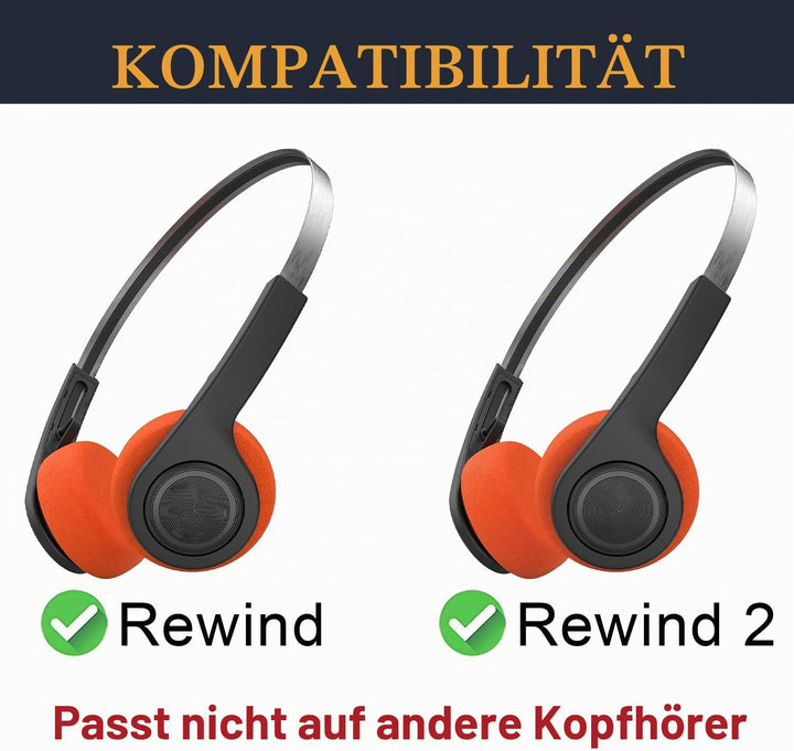 SOULWIT 4 Stück Ersatz Ohrpolster Ersatzpolster für JLab Rewind/Rewind 2 Wireless Retro Kopfhörer, W