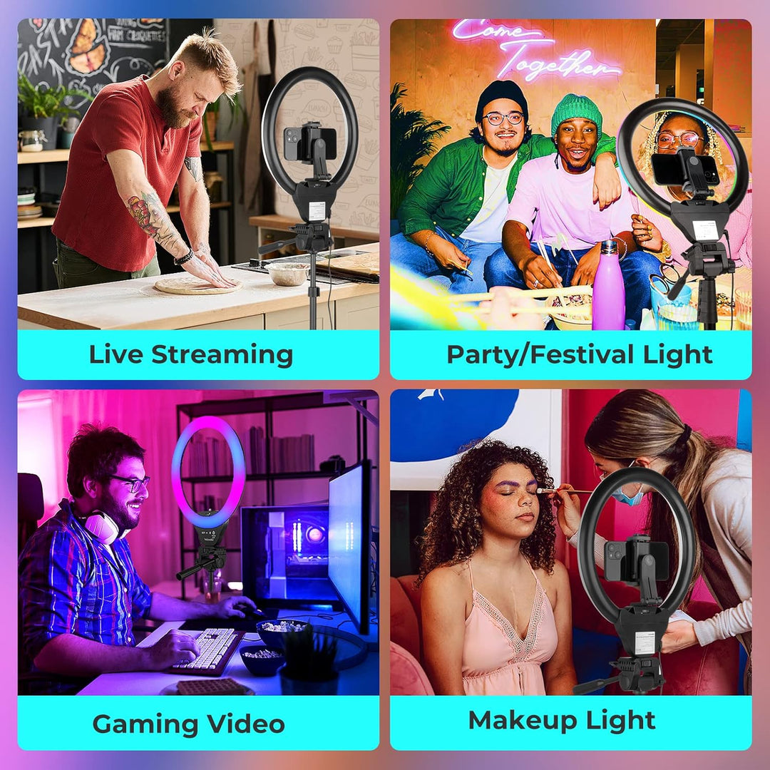 UBeesize 12 Zoll RGB Ringlicht Stativ mit Fernauslöser - Dimmbares Selfie Ringlicht für Selfie, Live