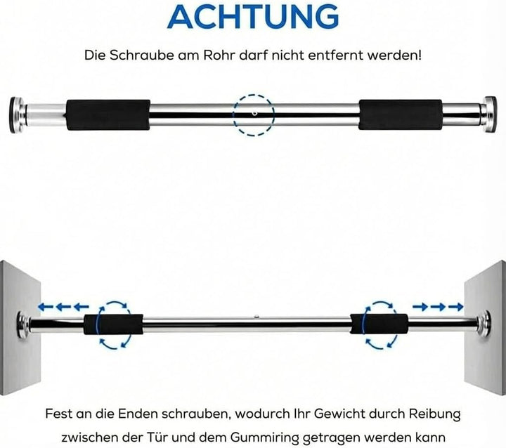 OcioDual Heimtrainer Reckstange Türstange Türreck Klimmzugstange Trainer Bauchtrainer 90cm Silber, S
