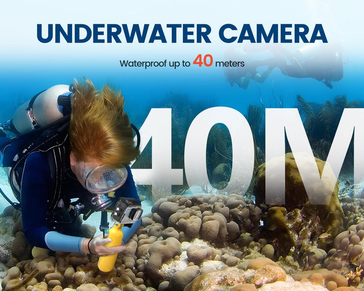 Dual Screen Action Cam 4K Mit 64GB Karte, 48MP WiFi ActionKameras, 40M Unterwasserkamera Mit EIS,170
