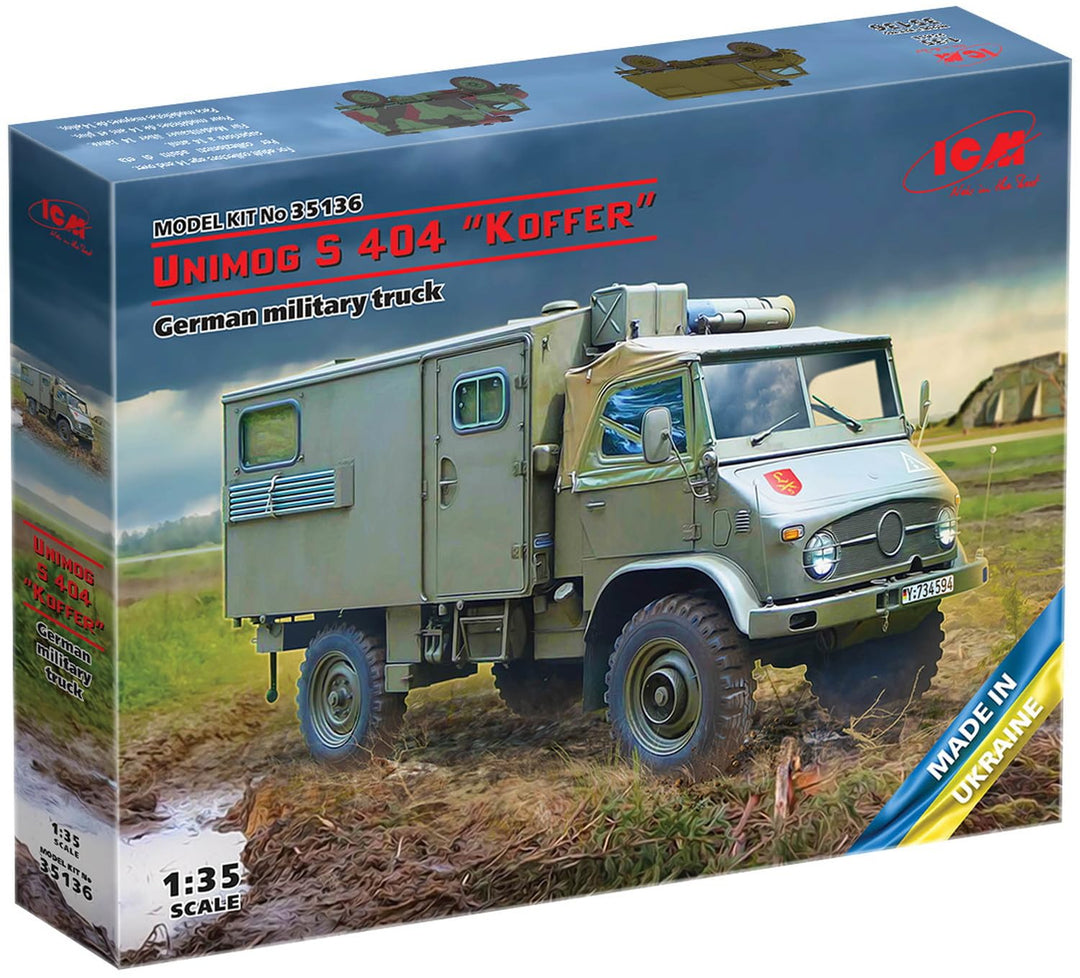 ICM ICM35136 1:35-Unimog S 404 w/Box Body, Bundeswehr LKW Massstab Modellbausatz
