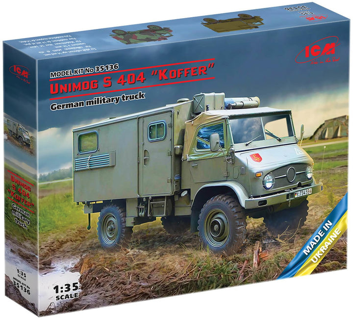 ICM ICM35136 1:35-Unimog S 404 w/Box Body, Bundeswehr LKW Massstab Modellbausatz