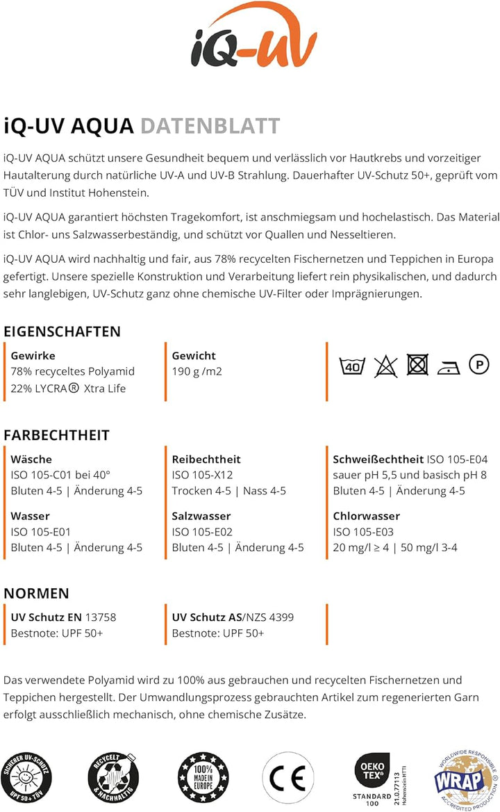 iQ-UV Sportshirt Damen Langarm – Elastisches UV Shirt für Damen für Wasser & Sport – Rash Guard mit