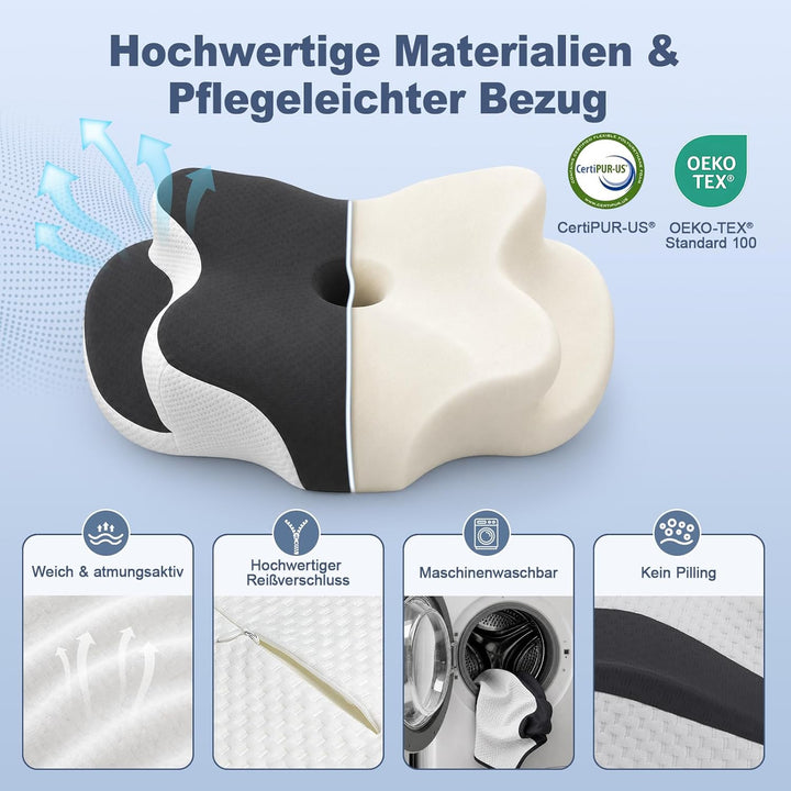 Orthopädische Kissen, Ergonomisches Kopfkissen, aus hochwertigem Memory Foam, mit Atmungsaktivem, Ab